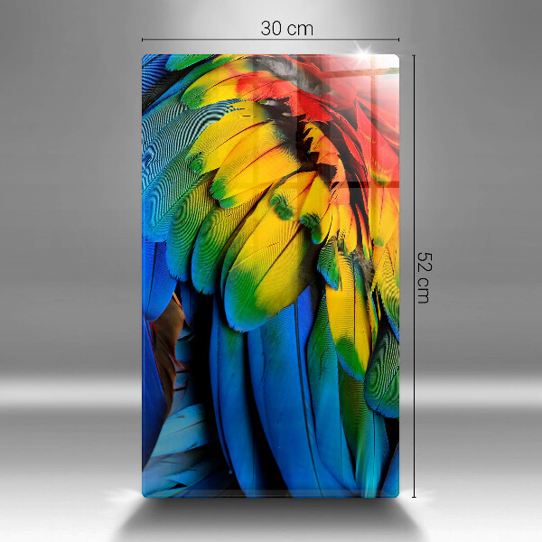 Üveg vágódeszka Színes papagáj toll
