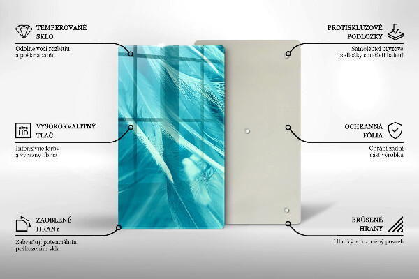 Üveg vágódeszka Finom tollak