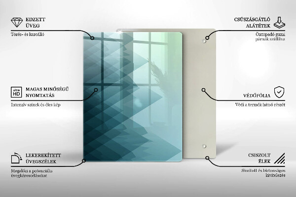 Üveg vágódeszka Finom tollak