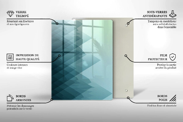 Üveg vágódeszka Finom tollak