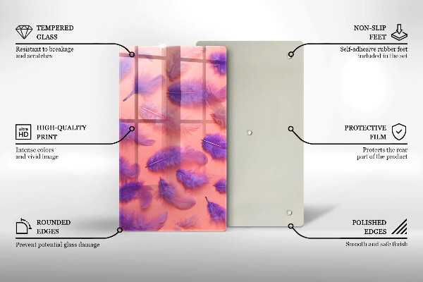 Üveg vágódeszka Bolyhos tollak