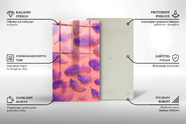 Üveg vágódeszka Bolyhos tollak