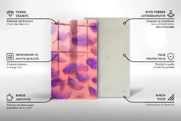 Üveg vágódeszka Bolyhos tollak