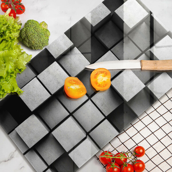 Üveg vágódeszka Absztrakt 3D négyzetek