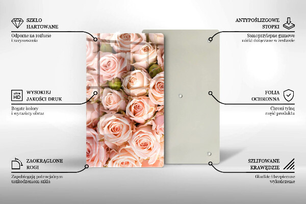 Üveg vágódeszka Csokor finom rózsa