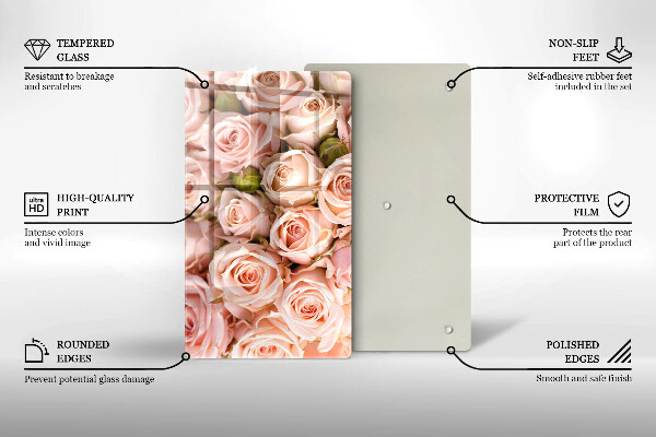 Üveg vágódeszka Csokor finom rózsa