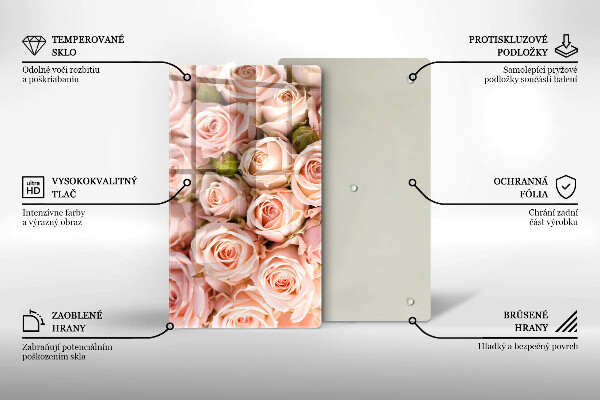 Üveg vágódeszka Csokor finom rózsa