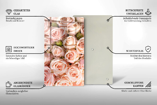 Üveg vágódeszka Csokor finom rózsa