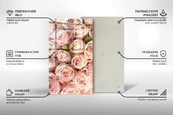 Üveg vágódeszka Csokor finom rózsa