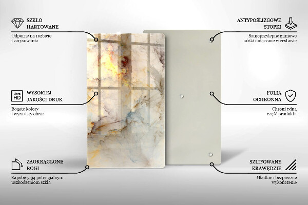 Üveg vágódeszka Márvány textúra arannyal