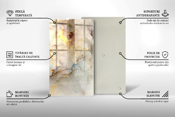 Üveg vágódeszka Márvány textúra arannyal