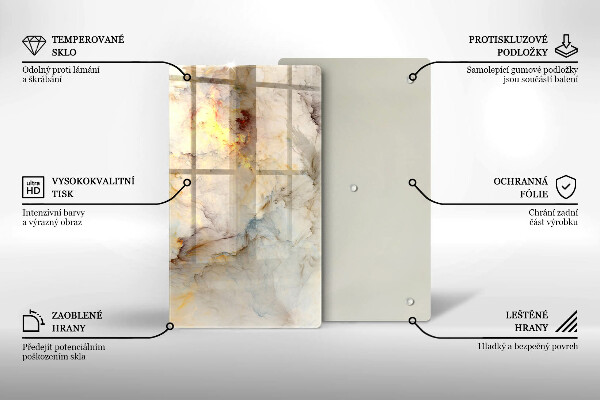 Üveg vágódeszka Márvány textúra arannyal