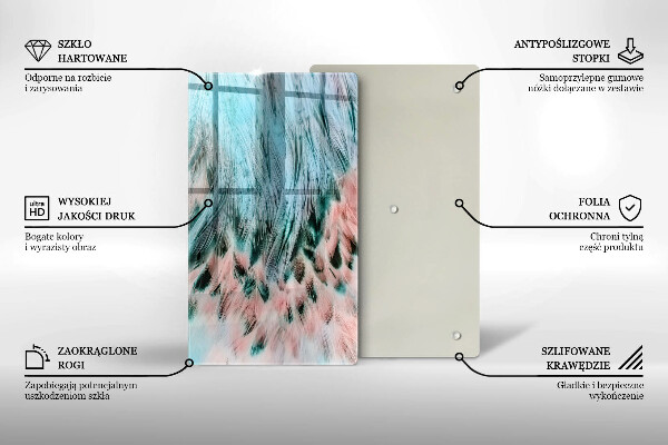 Üveg vágódeszka Boho madártollak