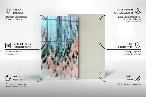 Üveg vágódeszka Boho madártollak