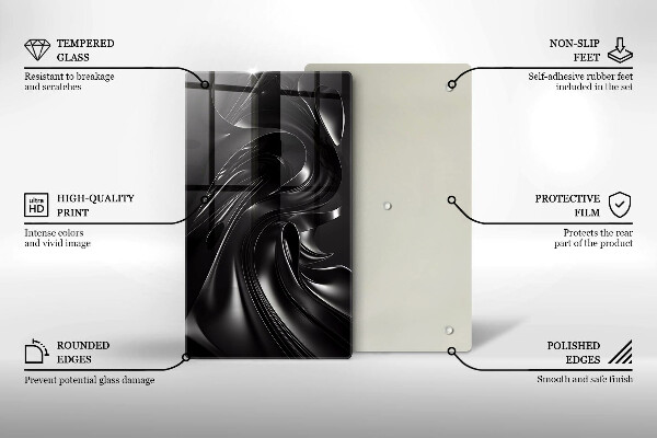 Üveg vágódeszka Absztrakt fekete massza