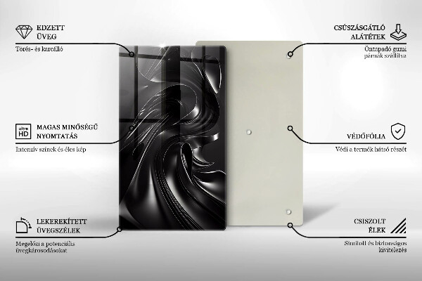 Üveg vágódeszka Absztrakt fekete massza