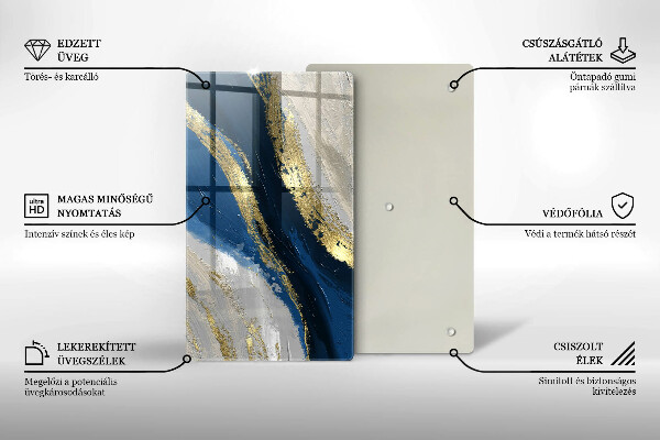 Üveg vágódeszka Textúra arannyal