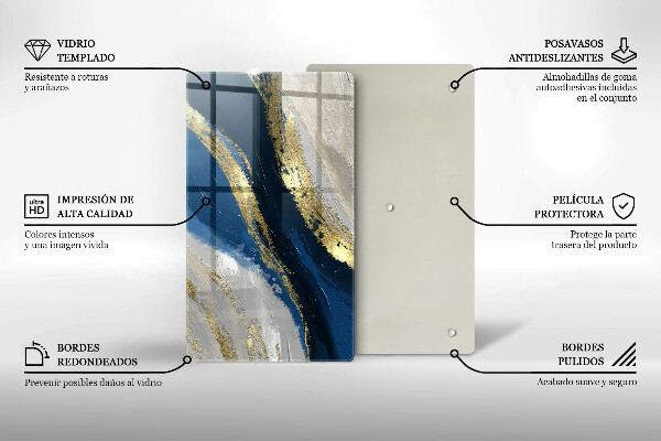 Üveg vágódeszka Textúra arannyal