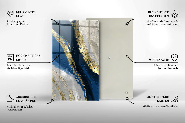 Üveg vágódeszka Textúra arannyal