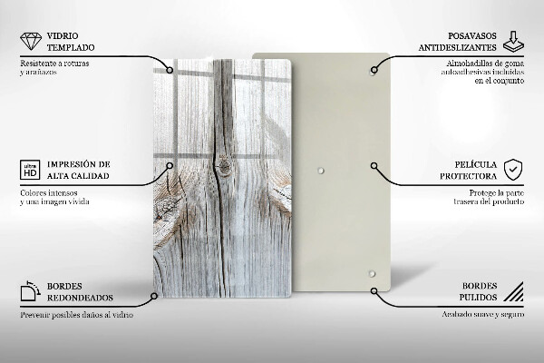 Üveg vágódeszka Világos fa szerkezet