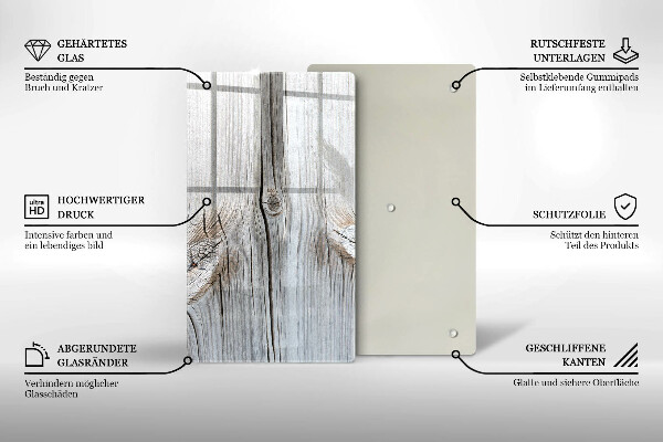 Üveg vágódeszka Világos fa szerkezet