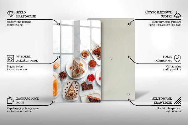 Üveg vágódeszka A torta édessége