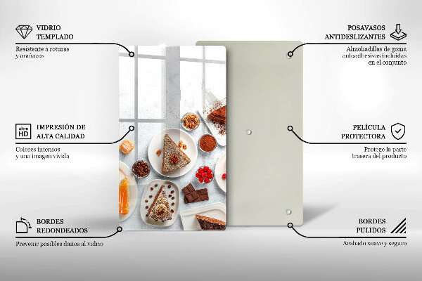 Üveg vágódeszka A torta édessége