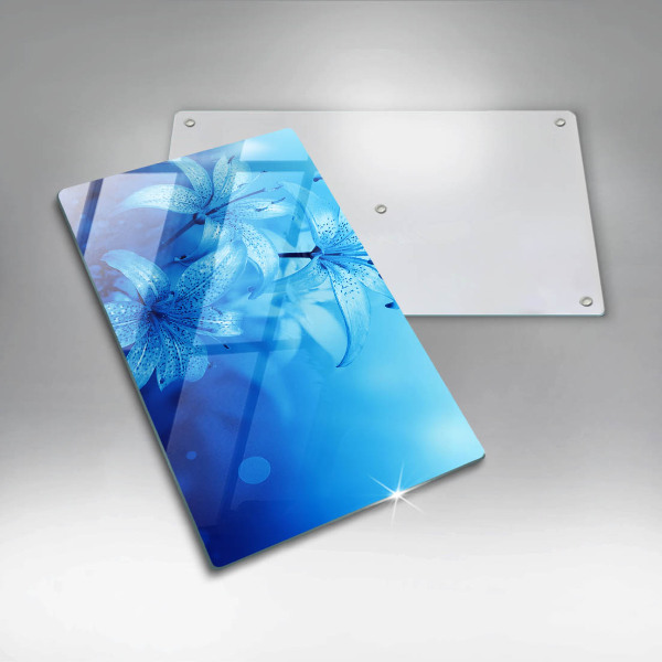 Üveg vágódeszka Kék virágok