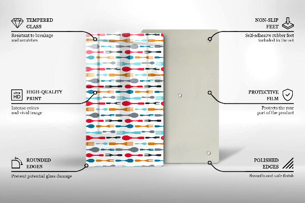 Üveg vágódeszka Kanál illusztráció