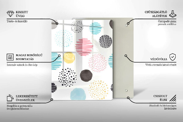 Üveg vágódeszka Kanál illusztráció