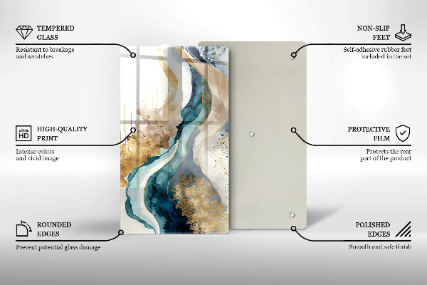 Üveg vágódeszka Színes márvány