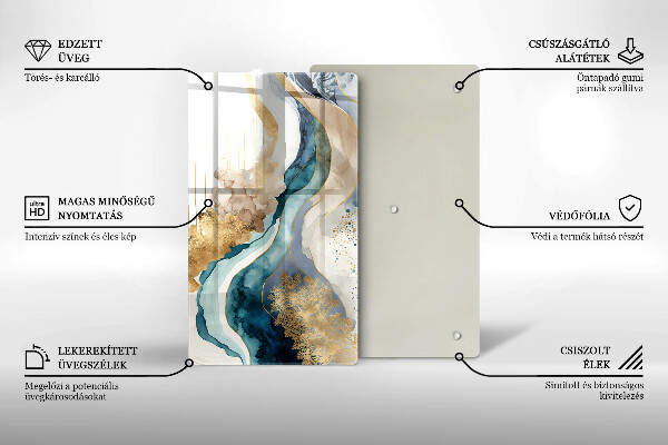 Üveg vágódeszka Színes márvány