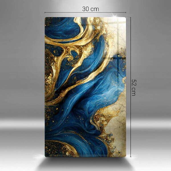 Üveg vágódeszka Kék és arany márvány