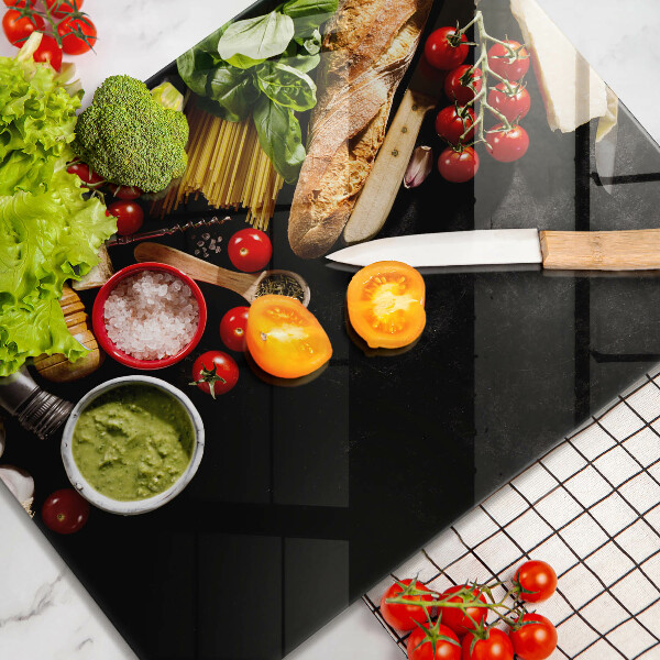 Üveg vágódeszka Olasz alapanyagok és fűszerek