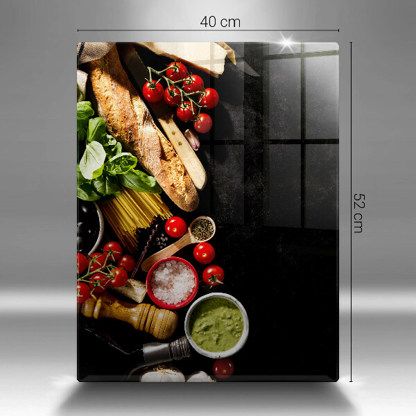 Üveg vágódeszka Olasz alapanyagok és fűszerek