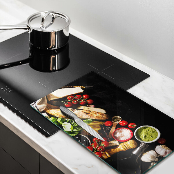 Üveg vágódeszka Olasz alapanyagok és fűszerek