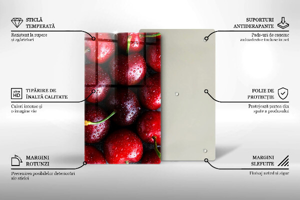 Üveg vágódeszka Közeli kép a cseresznye