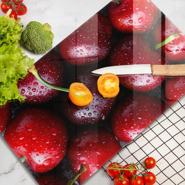 Üveg vágódeszka Közeli kép a cseresznye