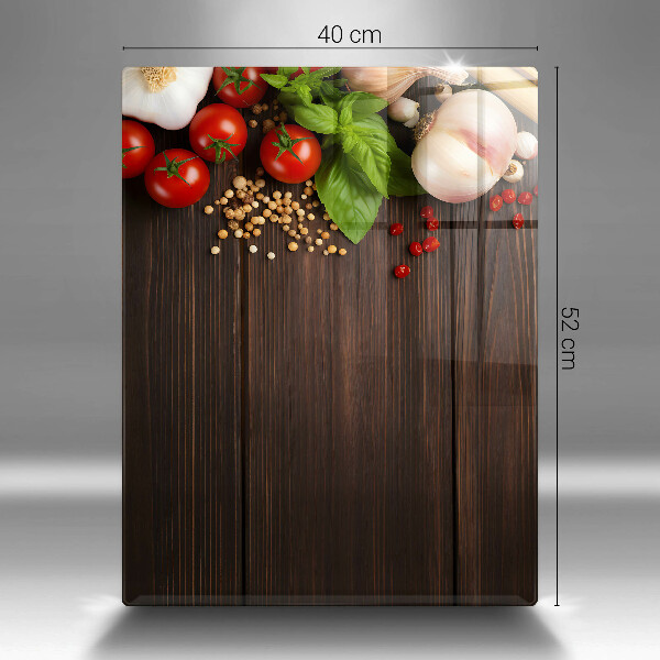 Üveg vágódeszka Zöldségek az asztalon