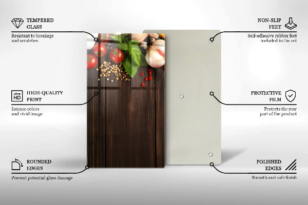 Üveg vágódeszka Zöldségek az asztalon