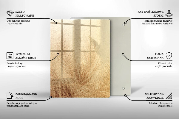 Üveg vágódeszka Dió fehér alapon