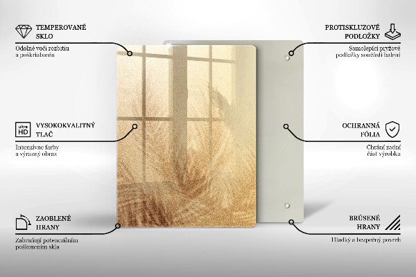 Üveg vágódeszka Dió fehér alapon