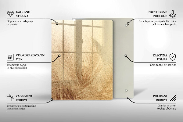 Üveg vágódeszka Dió fehér alapon