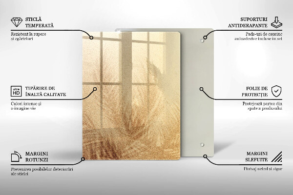 Üveg vágódeszka Dió fehér alapon