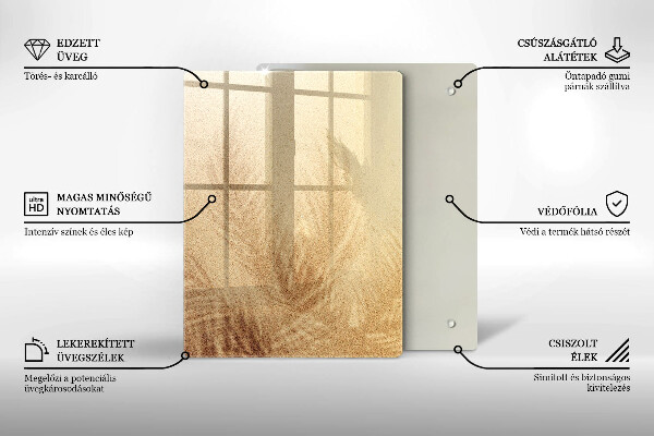 Üveg vágódeszka Dió fehér alapon