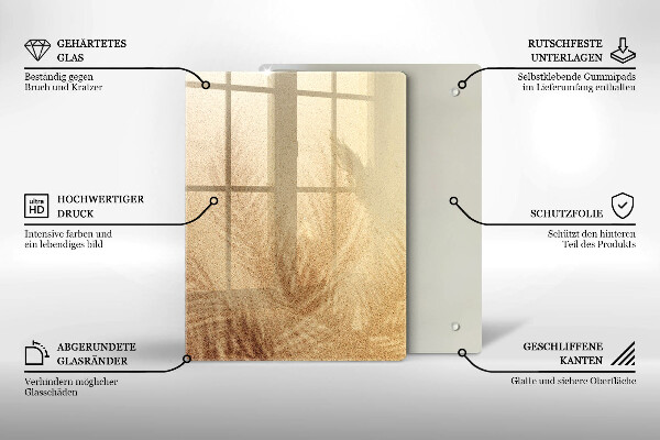 Üveg vágódeszka Dió fehér alapon