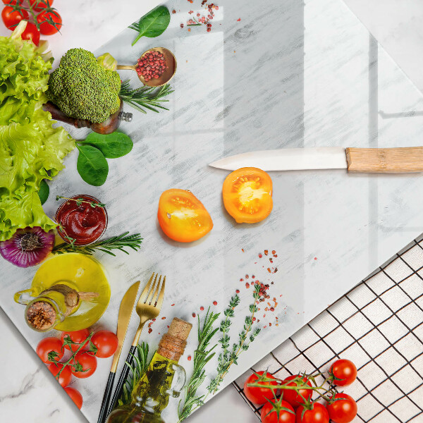 Üveg vágódeszka Zöldségek és fűszerek