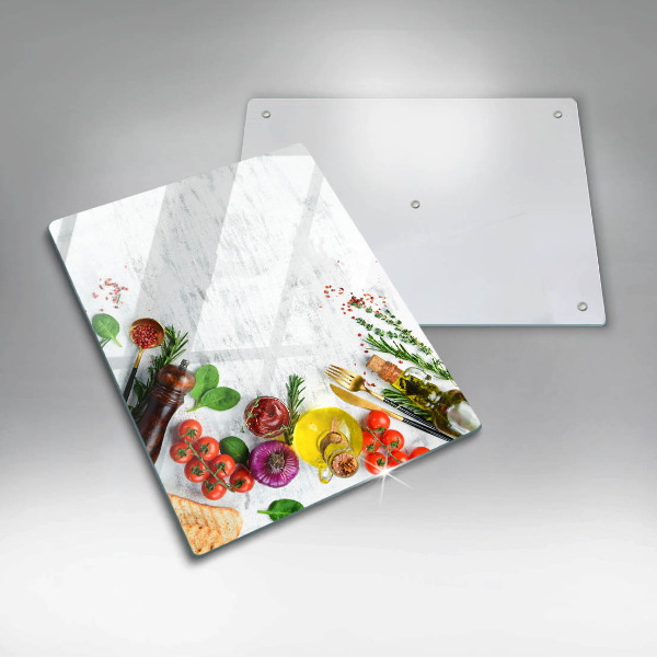 Üveg vágódeszka Zöldségek és fűszerek