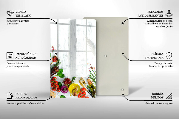 Üveg vágódeszka Zöldségek és fűszerek