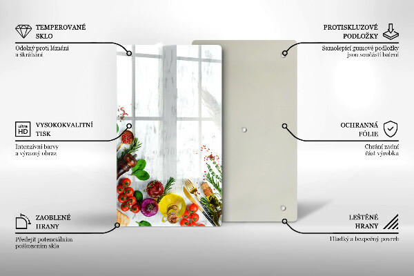 Üveg vágódeszka Zöldségek és fűszerek